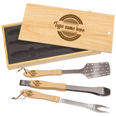 PrintxGift Personalize 3 Piece Barbecue Set printxgift